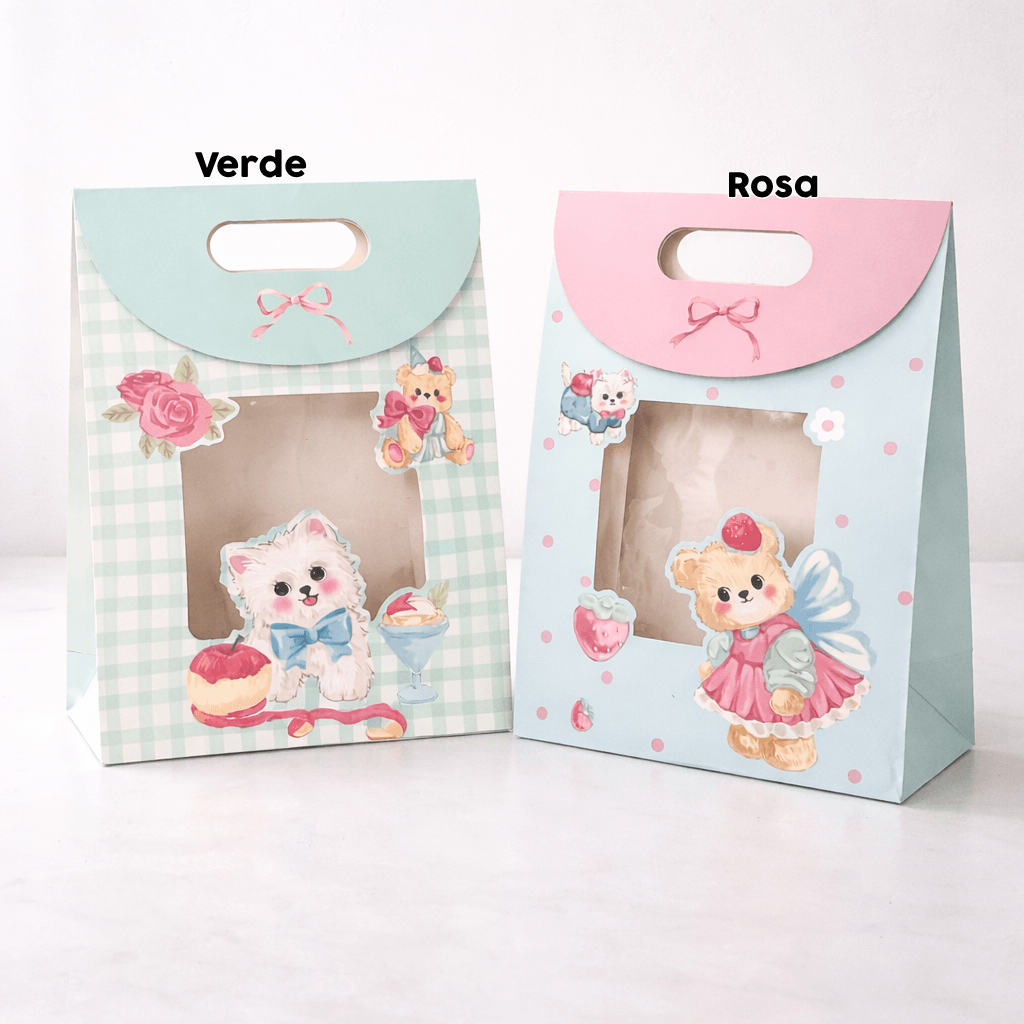Embalagem Lacinho C/ Visor Urso e Cachorro 26x19cm - IMPORTADO - UND
