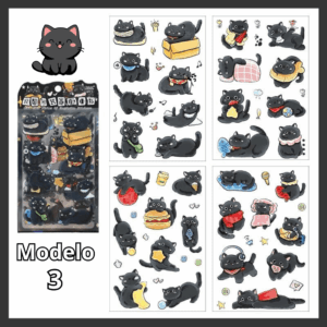 Pacote c/ 4 Cartelas Adesivo Gatinhos Cute - IMPORTADO - UND