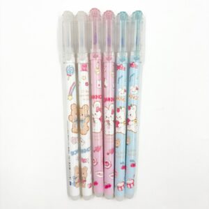 Caneta Apagável Estampada Ursinhos e Coelhinhos - Cx 6 Und