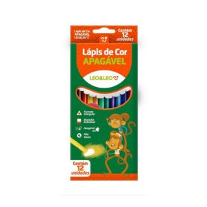 Lápis de Cor Apagável 12 Cores LEO E LEO - BLISTER