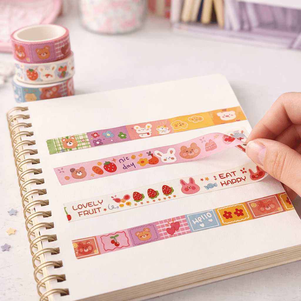 Caixinha c/ 4 Fitas Washi Tapes Cute Cartoon 15mmx2m - IMPORTADO - UND