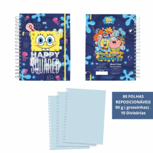 Caderno Smart Universitário 10 Divisórias Bob Esponja Azul 80 fls - DAC