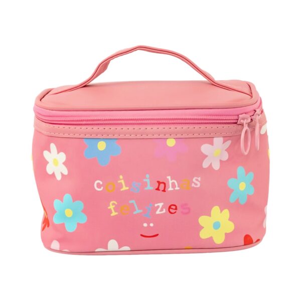 Necessaire Viagem Rosa "COISINHAS FELIZES" 19x12,5x13cm - FLORIE - UND
