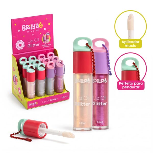 Make Lip Oil Glitter 6,5ml c/ Acessório - BRILHAE - UND