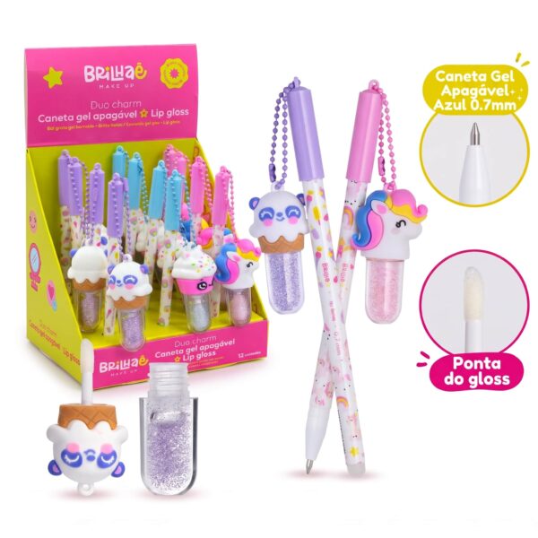 Make Caneta Gel Apagável + Lip Gloss Duo Charm - BRILHAE - UND
