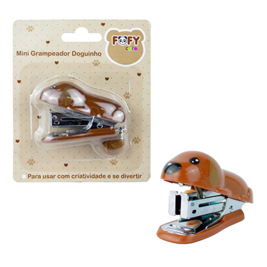 Mini Grampeador Doguinho Rabinho Pompom - FOFY - BLISTER