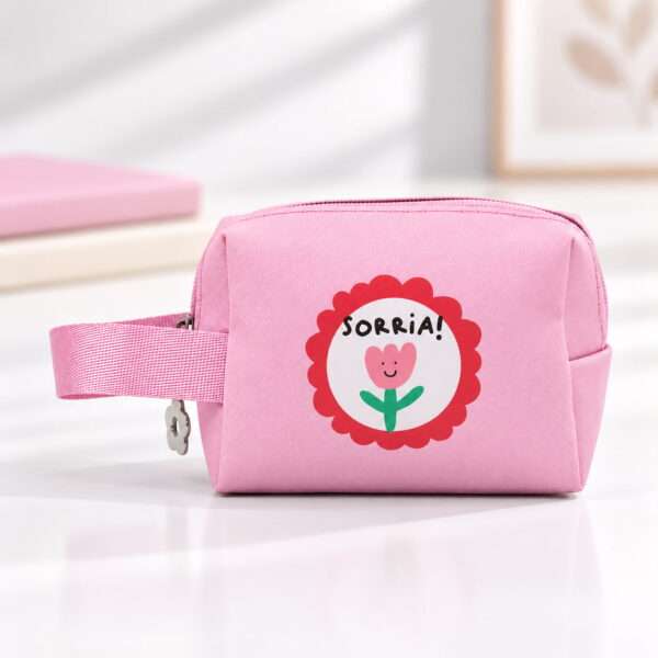 Bolsinha Porta-Moedas Rosa "SORRIA!" 10x5x7,5cm - FLORIE - UND