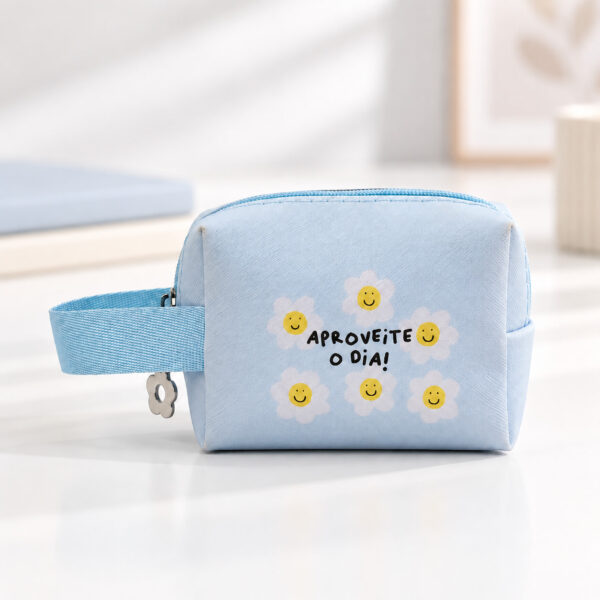 Bolsinha Porta-Moedas Azul "APROVEITE O DIA!" 10x5x7,5cm - FLORIE - UND