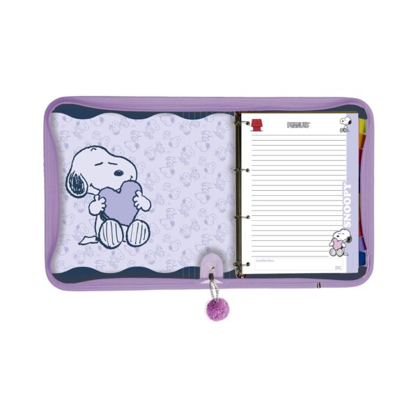 Fichário Universitário Capa em PU Snoopy 48 fls com Zíper - DAC