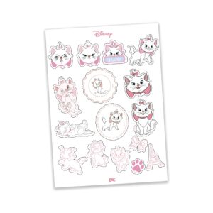 Conjunto Criativo Caderno Fluffy A6, Adesivos e Pingente Marie Aristogatas - DAC