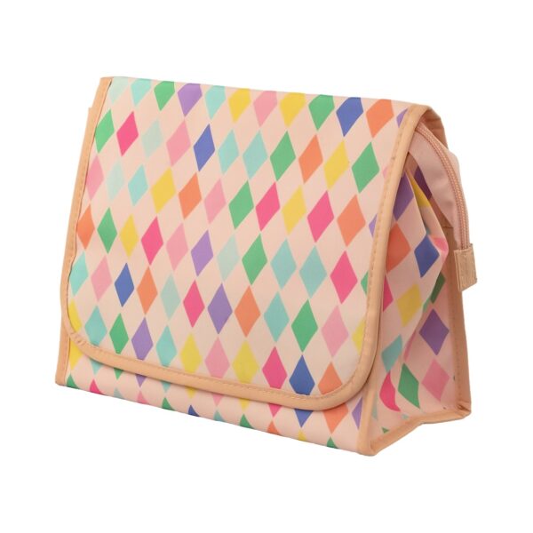 Necessaire Dobrável Salmão Losangos 26x11x21cm - FLORIE - UND