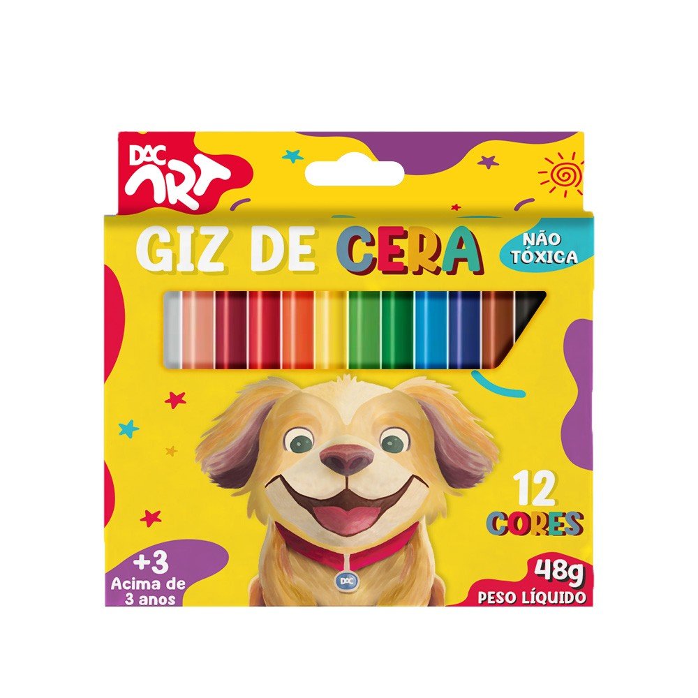 Giz de Cera Fino 12 Cores - DAC ART - BLISTER