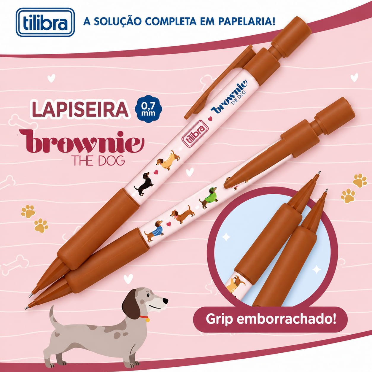 Lapiseira 0.7mm Brownie The Dog - TILIBRA - CX 12 UND