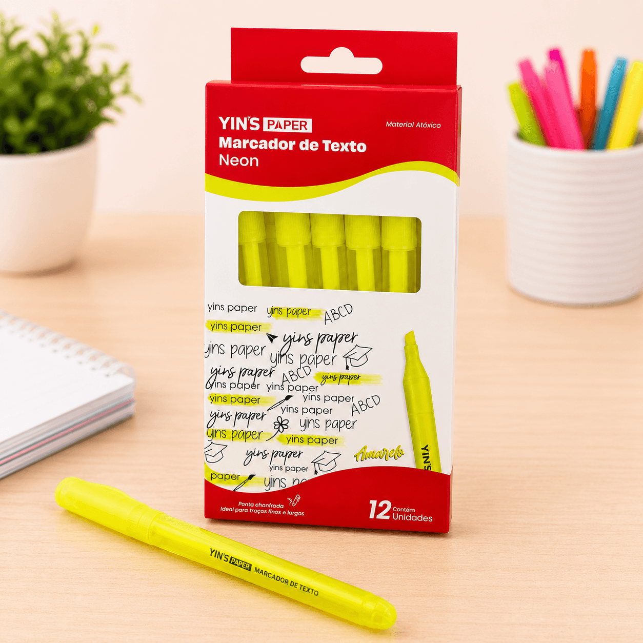 Marca Texto Neon Amarelo - YINS PAPER - UND