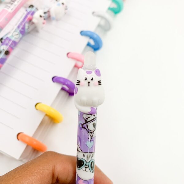 Caneta Clic Apagável Gatinho Meow - PACOTE 4 UND