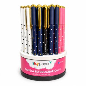 Caneta Esferográfica Poá AZUL - SKYPAPER - DISPLAY GIRATÓRIO 50 UND