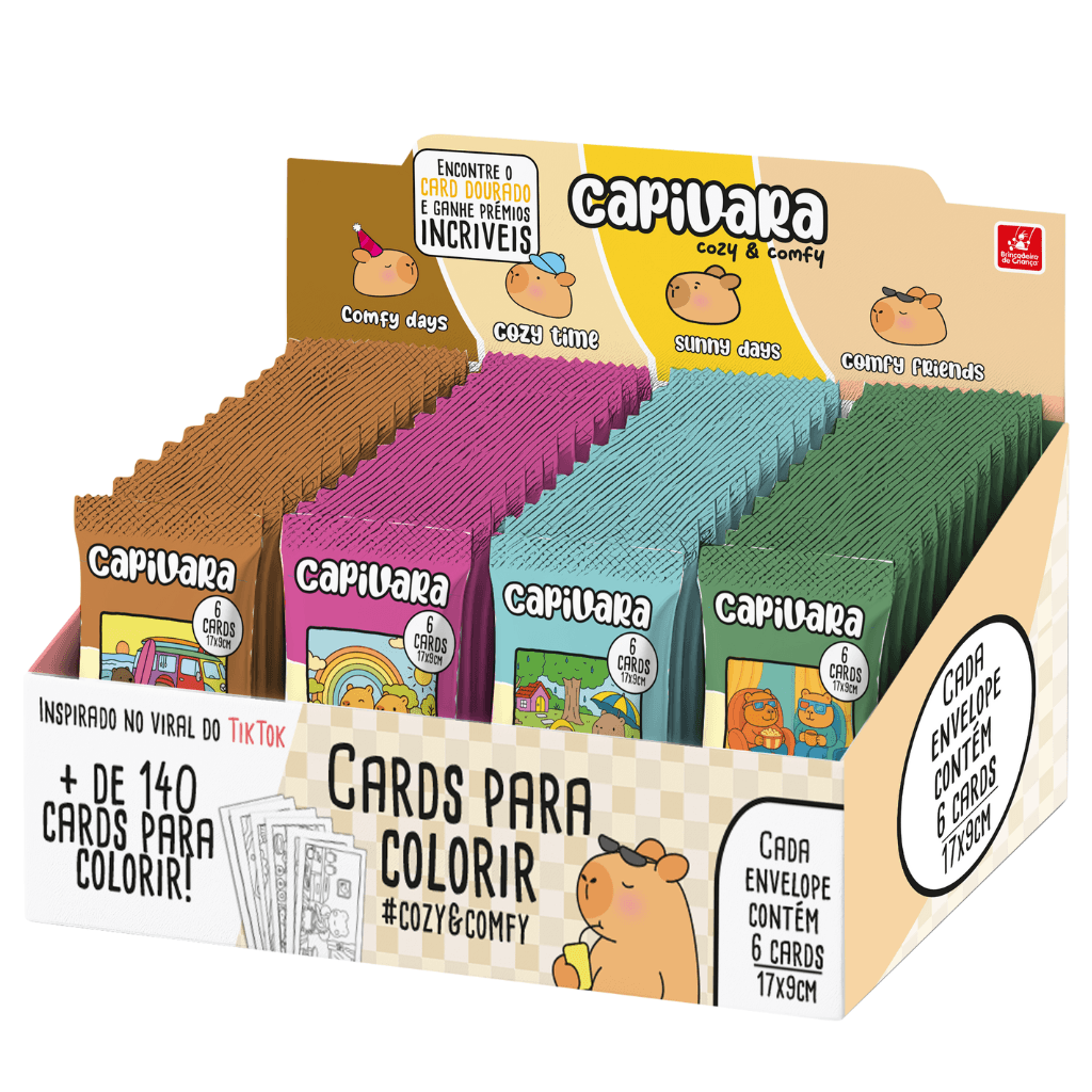 Card Surpresa para Colorir CAPIVARA Cozy & Comfy - BRINCADEIRA DE CRIANÇA - UND