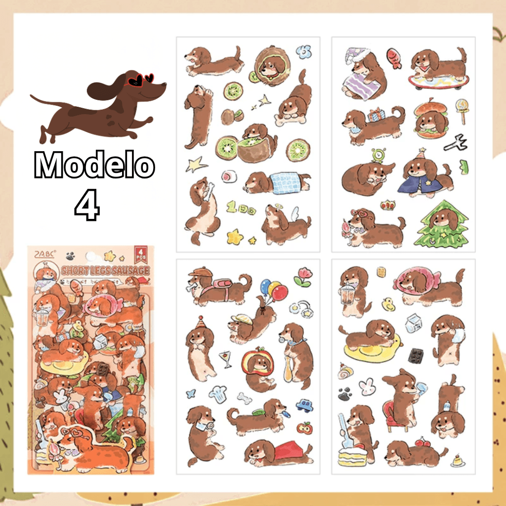 Pacote c/ 4 Cartelas Adesivo Cachorrinho Cute - IMPORTADO - UND