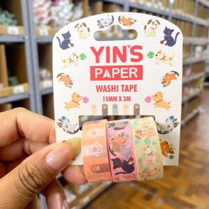 Fita Adesiva Washi Tape Pets 15mm x 3m - YINS PAPER - BLISTER