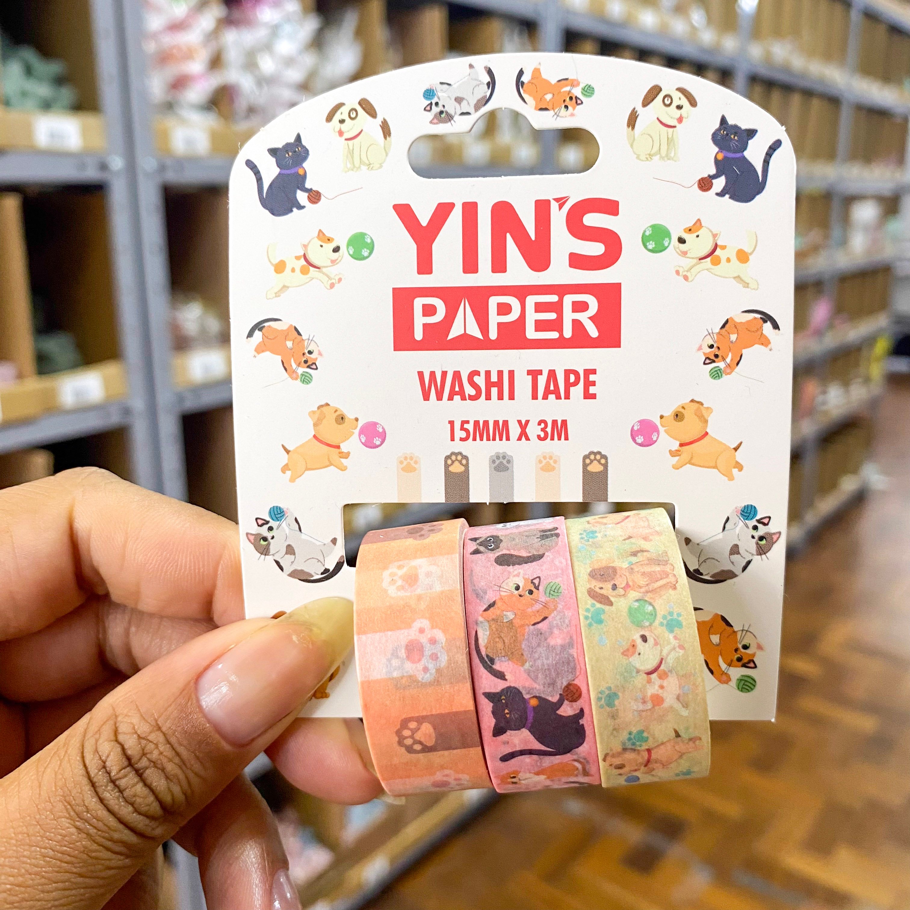 Fita Adesiva Washi Tape Pets 15mm x 3m - YINS PAPER - BLISTER