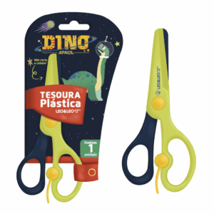 Tesoura Escolar Plástica DINO LEO E LEO - BLISTER