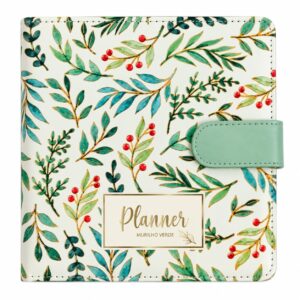 Planner Botânico Verde c/ Fivela Magnética 14x14cm 128 Fls - SKYPAPER - UND