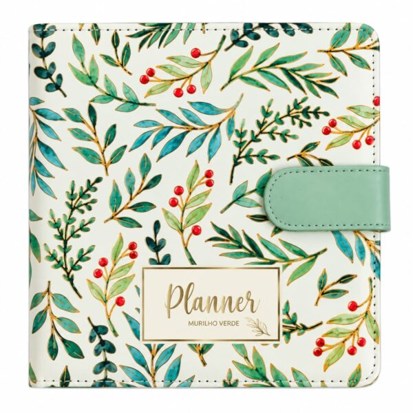 Planner Botânico Verde c/ Fivela Magnética 14x14cm 128 Fls - SKYPAPER - UND