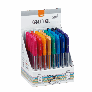 Caneta Esferográfica Gel Glitter 1.0mm BRW - DISPLAY 48 UND
