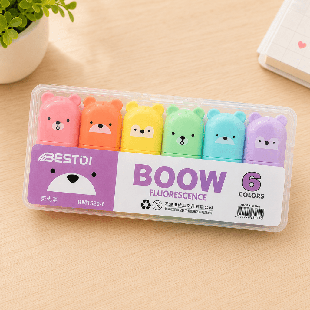 Marca Texto Ursinho Boow 6 UND - IMPORTADO - BLISTER
