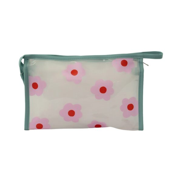 Necessaire Dia a Dia Transparente Verde Flores 26x6x16cm - FLORIE - UND
