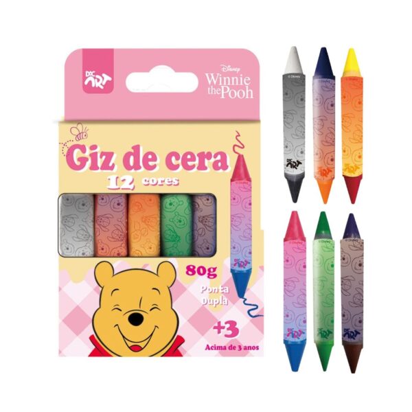 Giz de Cera Ponta Dupla 12 Cores Ursinho Pooh Disney - DAC