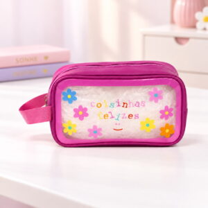 Necessaire Transparente Lilás "COISINHAS FELIZES" 23x7x13cm - FLORIE - UND