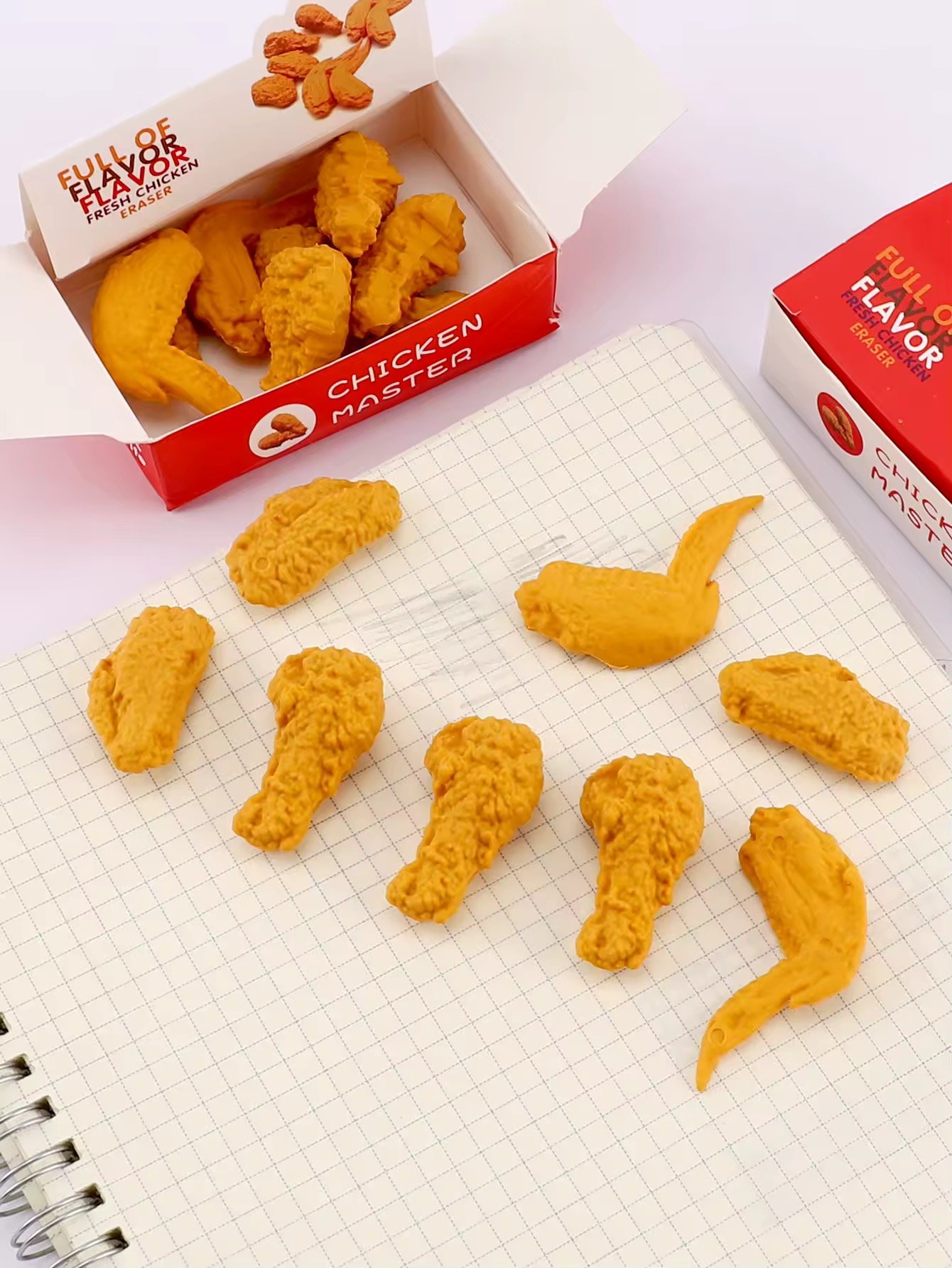 Borracha 3D Frango Frito - IMPORTADO - CAIXINHA 8 FRANGUINHOS