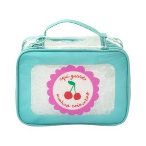 Necessaire Maleta Transparente Verde Claro "AQUI GUARDO MINHAS COISINHAS" 22x8x16cm - FLORIE - UND