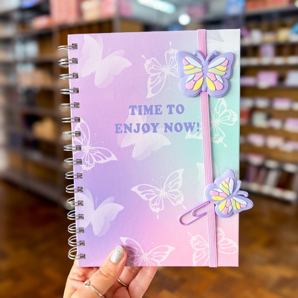 Caderno de Anotação Espiral Borboletas 80 Fls 21x14,8cm - KAZ - UND