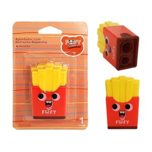 Apontador c/ Borracha Batata Frita Vermelho FOFY - BLISTER