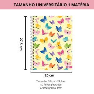 Caderno Espiral Capa Dura Universitário 1 Matéria Hit Feminino Tilibra