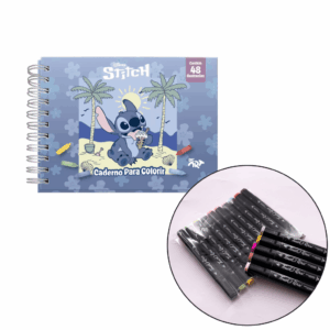 KIT Livro de Colorir STITCH DAC + 10 CANETAS TOUCH
