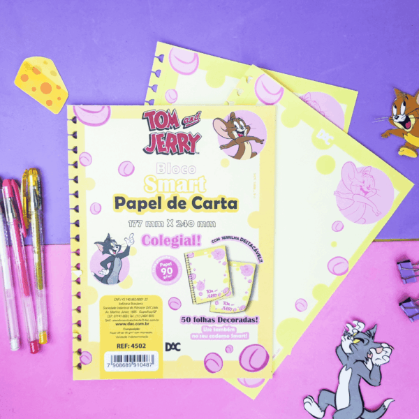 Papel Carta Caderno Smart Colegial Tom e Jerry DAC