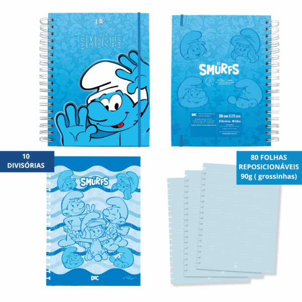 Caderno Smart Universitário 10 Divisórias Smurfs 80 fls - DAC