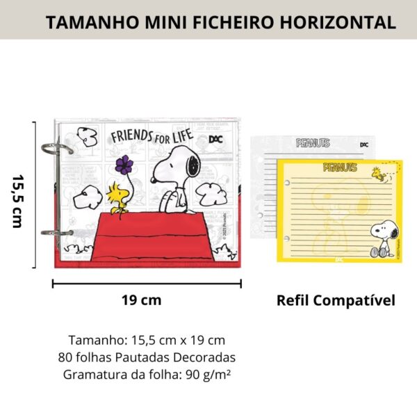 Porta Fichas Mini Fichário Horizontal Snoopy 80 fls - DAC