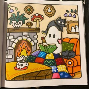 KIT Livro de Colorir Spooky Cutie Coco Wyo + 10 CANETAS TOUCH