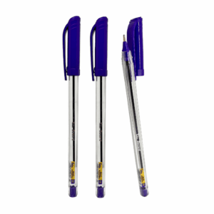 Caneta Esferográfica Transparente AZUL 1.0 mm Record - ROKE - BLISTER 3 UND