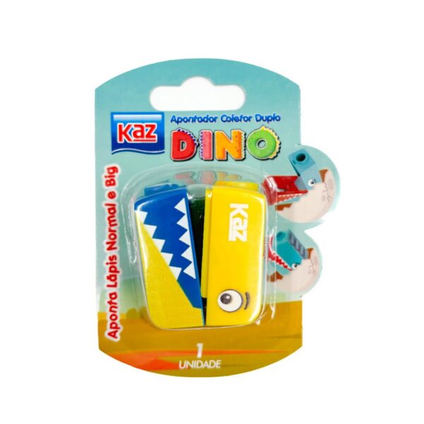 Apontador Coletor 2 Furos Dinossauro KAZ - BLISTER