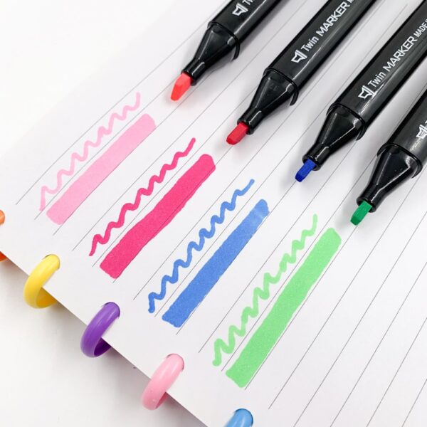 Caneta TOUCH Marcador Ponta Dupla PARA COLORIR - MALETA 36 CORES - Tampa Redonda