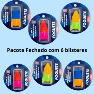 Apontador c/ Borracha Foguete KAZ - PACOTE 6 UND