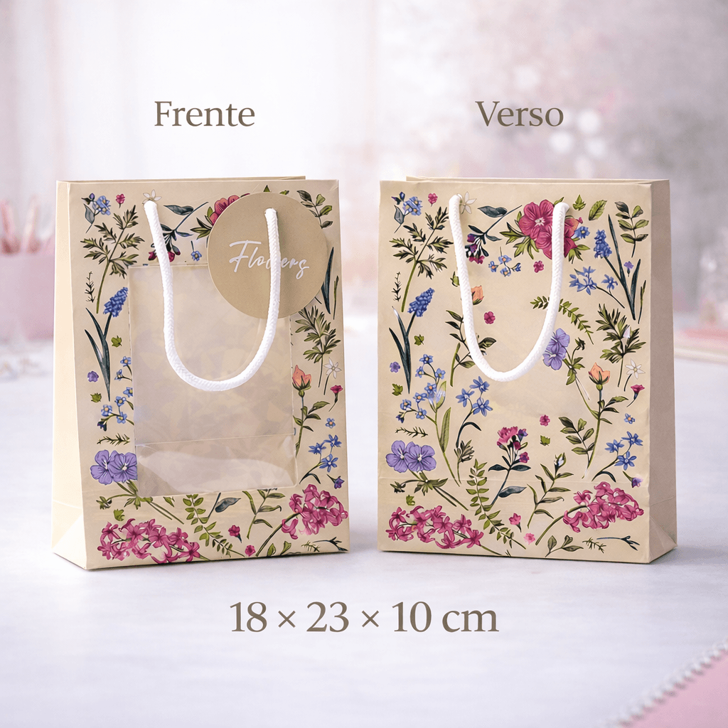 Embalagem Flores Transparente M 18x23x10 cm - IMPORTADO - UND