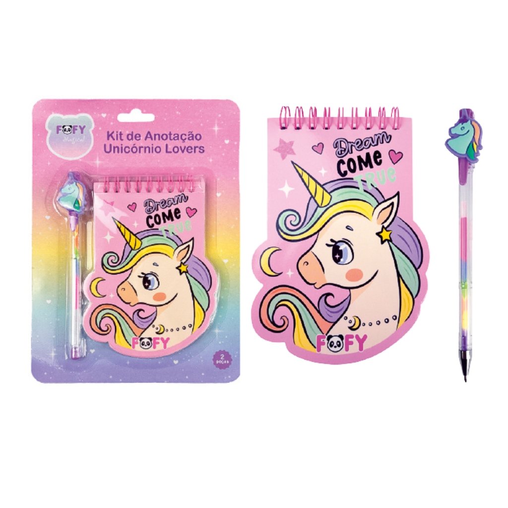 KIT de Anotações Unicórnio Lovers 2 Peças - FOFY - BLISTER