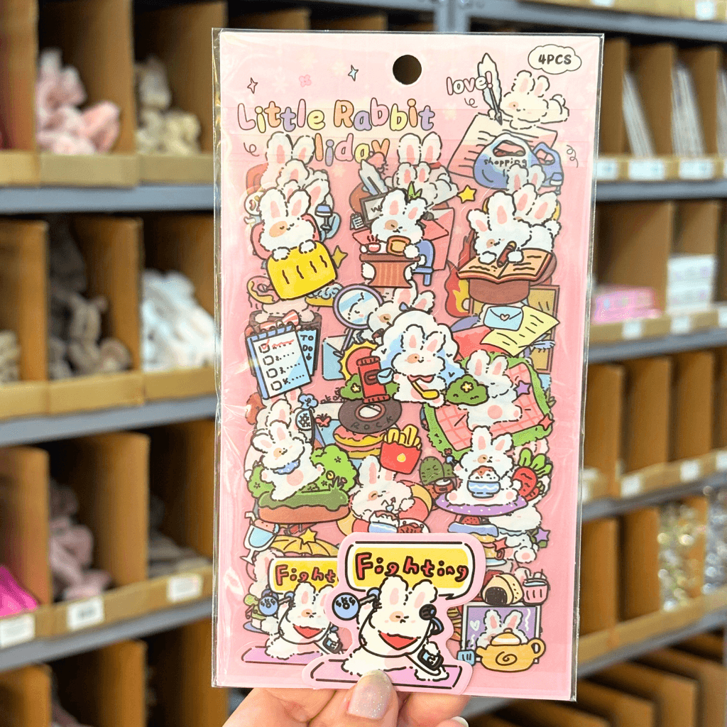 Pacote c/ 4 Cartelas Adesivo COELHINHO Cute - IMPORTADO - UND