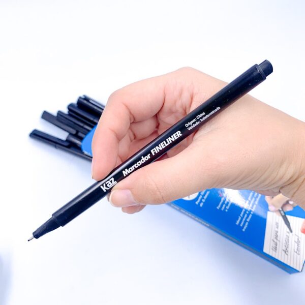 Caneta Hidrográfica Fineliner 0.4mm Preta KAZ - CX 10 UND